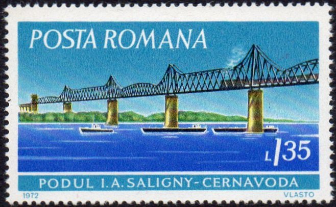 Cernavoda Railway Bridge Stamp King Carol I Bridge Anghel Saligny Bridge 